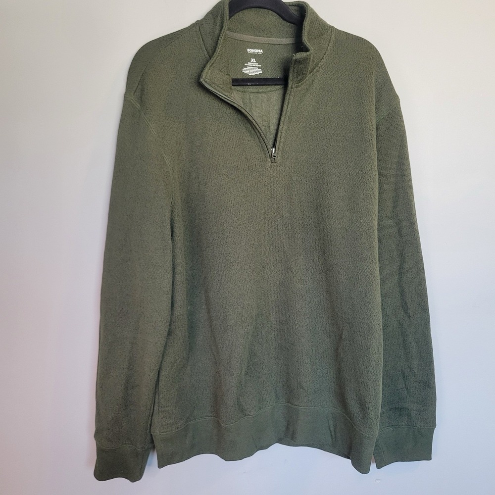 Sonoma Sweater Men's Size XL Olive Green Long Sleeve 1/4 Zip